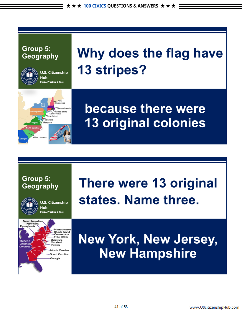 100 Civics Questions (By 9 Groups– Beautiful Design)