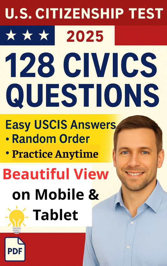 128 Civics Questions (Random Order – Beautiful Design)