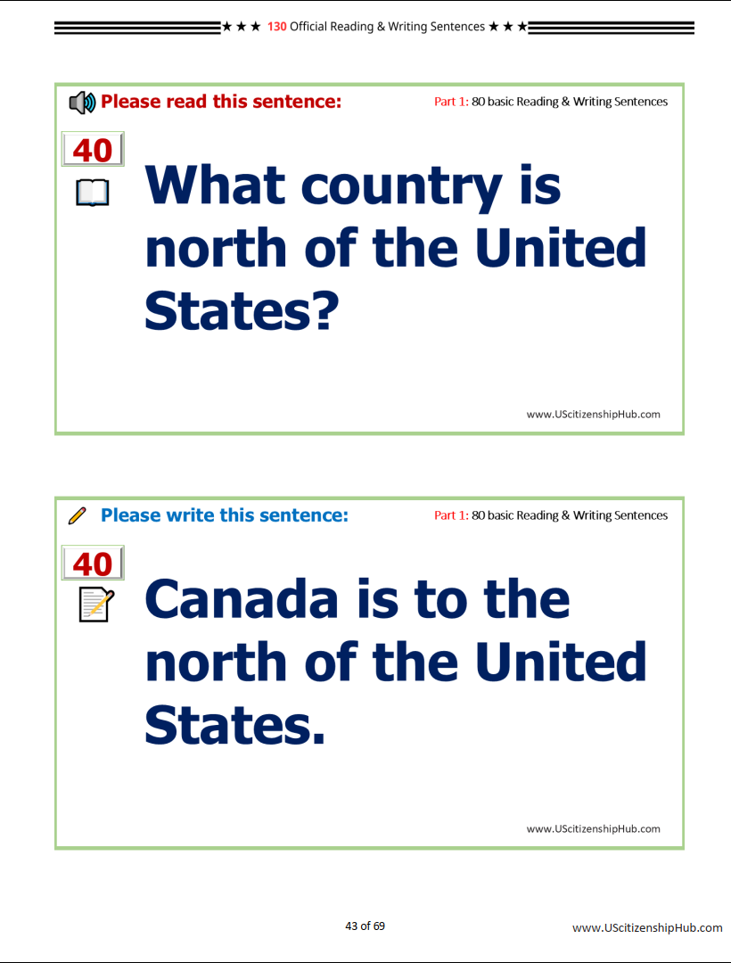 🎯 U.S. Citizenship Interview Reading & Writing Practice 2026 (80 Basic Sentences + 50 Advanced)