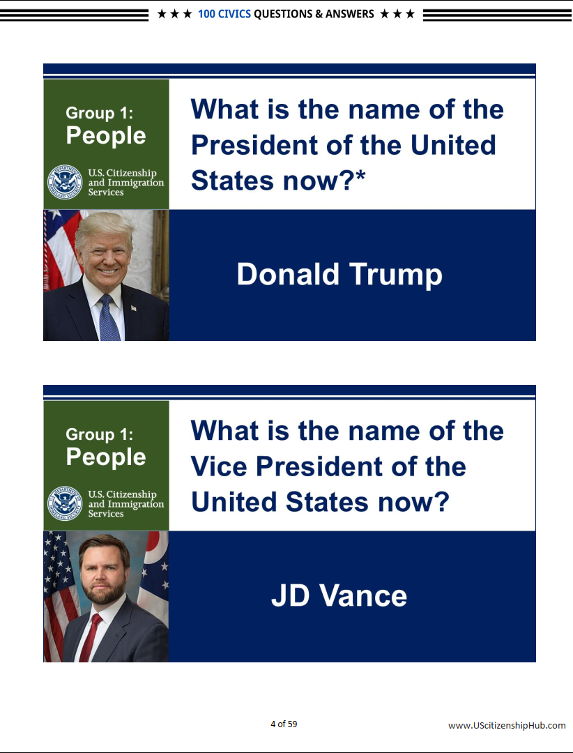 100 Civics Questions (By 9 Groups– Beautiful Design)