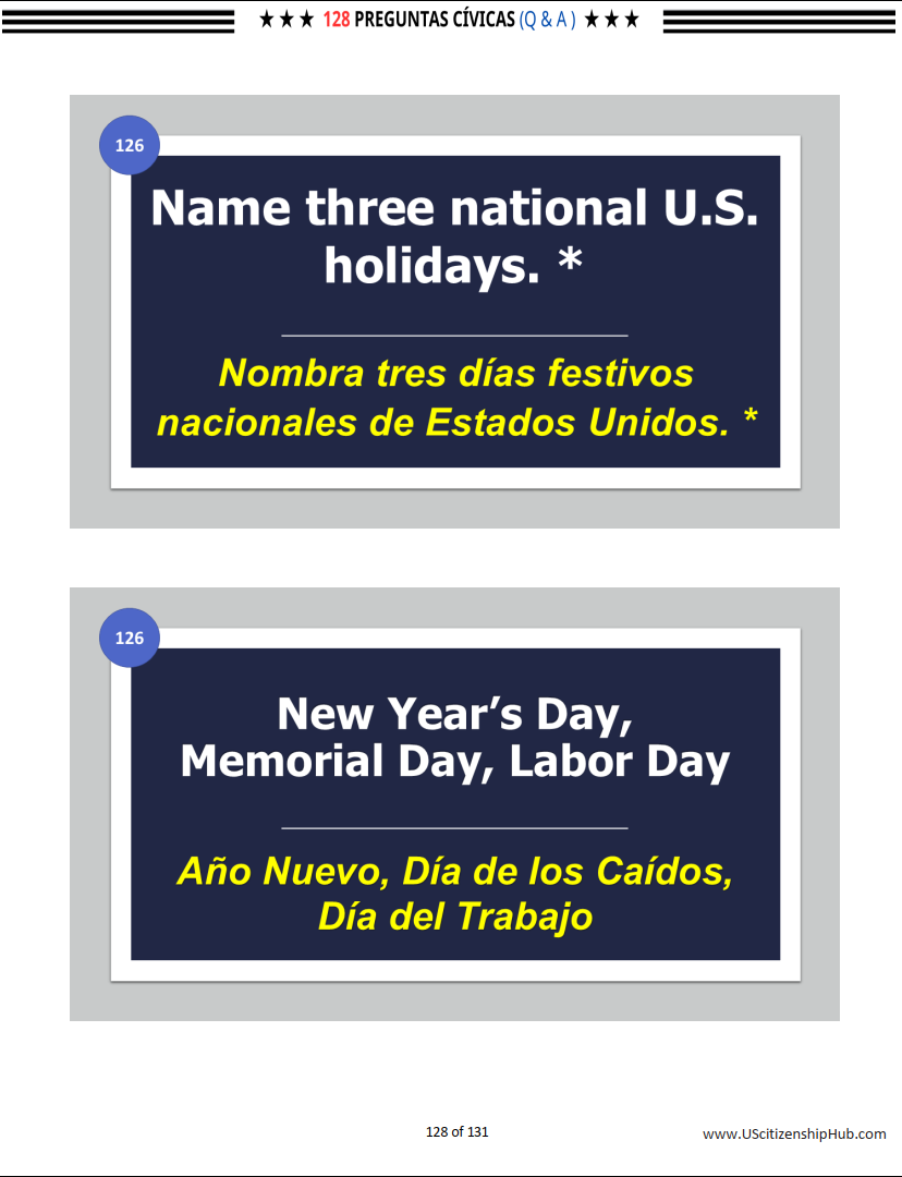 128 Preguntas Cívicas 2026– Guía para el Examen de Ciudadanía